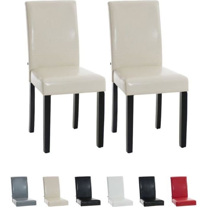 CLP 2 chaises de salle à manger INA, piétement en bois noir, revêtement en similicuir, hauteur de l'assise 47 cm