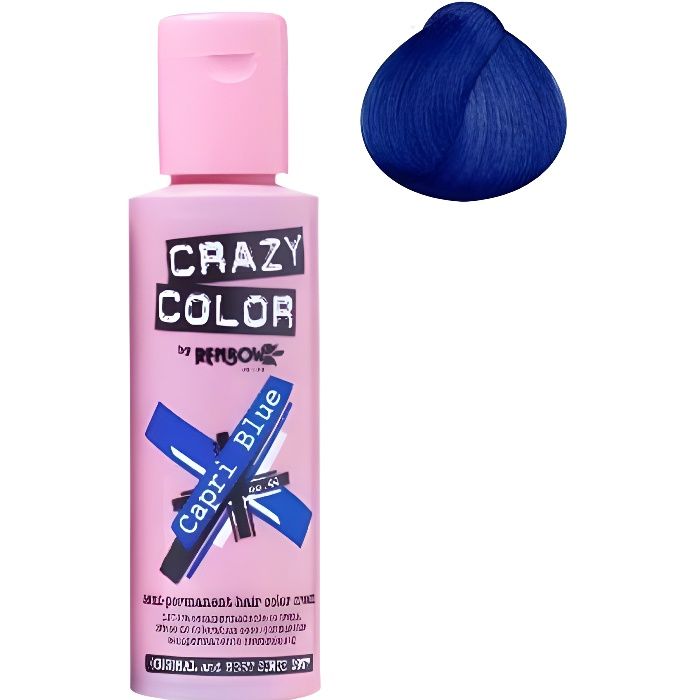 Coloration cheveux semi-permanente CRAZY COLORCouleur : Bleu CapriPour un look FUN et des cheveux aux couleurs vives et