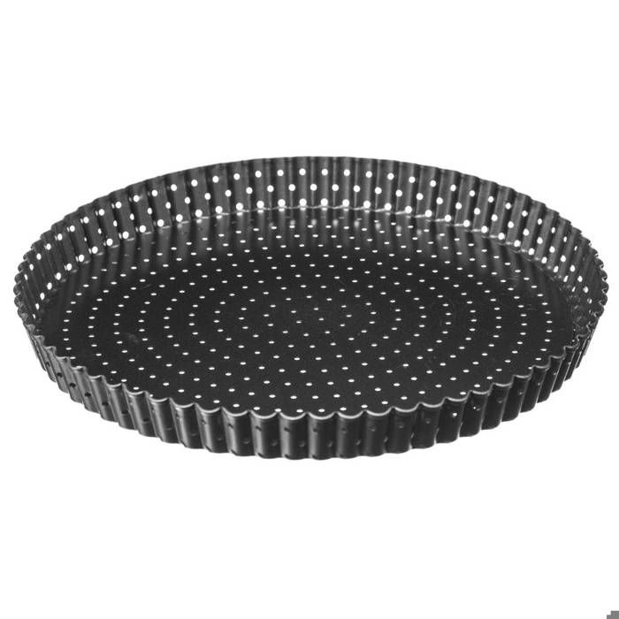 MOULE À TARTE PERFORE EN MÉTAL -AMOVIBLE- 28CM GRIS