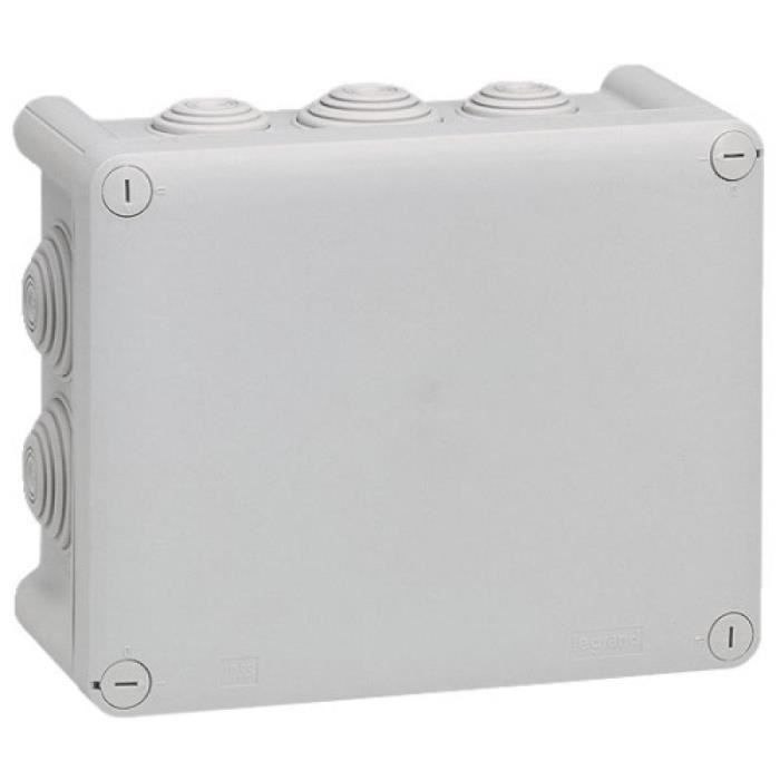 Boîte rectangulaire 220x170x86 étanche Plexo gris embout (14) IP55-IK07 750°C
