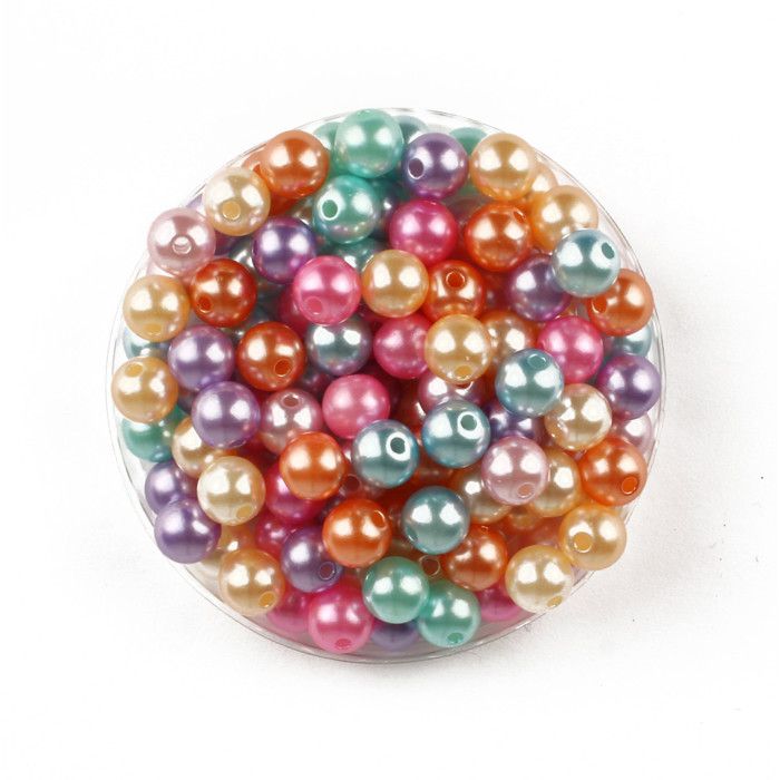 Perles acryliques nacrées rondes pastel 0,8 cm x 130 pcs - MegaCrea {couleur}