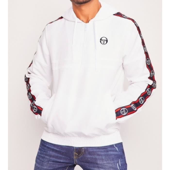 Sweat Capuche Sergio Tacchini Blanc et Bleu Marine. 38700 108.