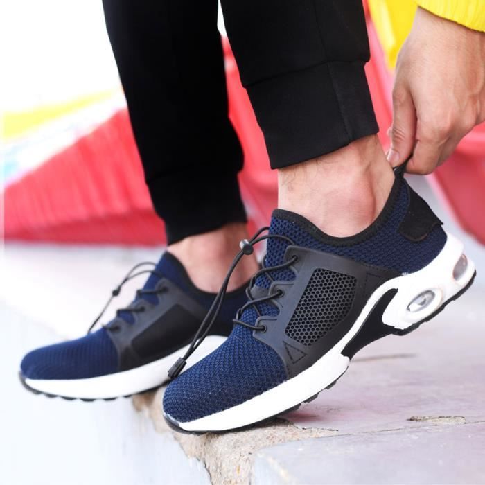 Baskets anti-fracas en acier pour hommes Chaussures de travail de sécurité respirantes et résistantes à l'usure zhizheyea Bleu