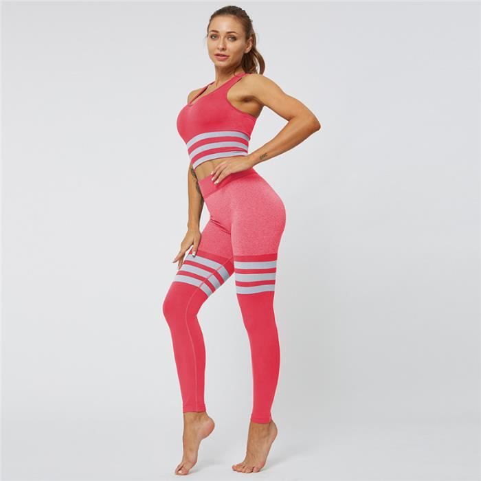 Brassiere De Sport femme - Brassiere De Sport taille haute Mince Ensemble 2 pièces - rouge ONE™