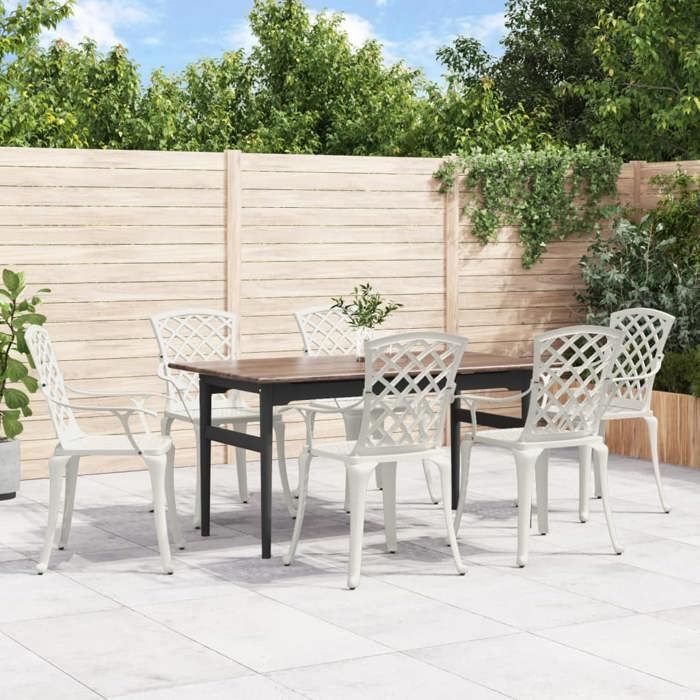 vidaXL Chaises de jardin lot de 6 fonte daluminium blanc 3216321