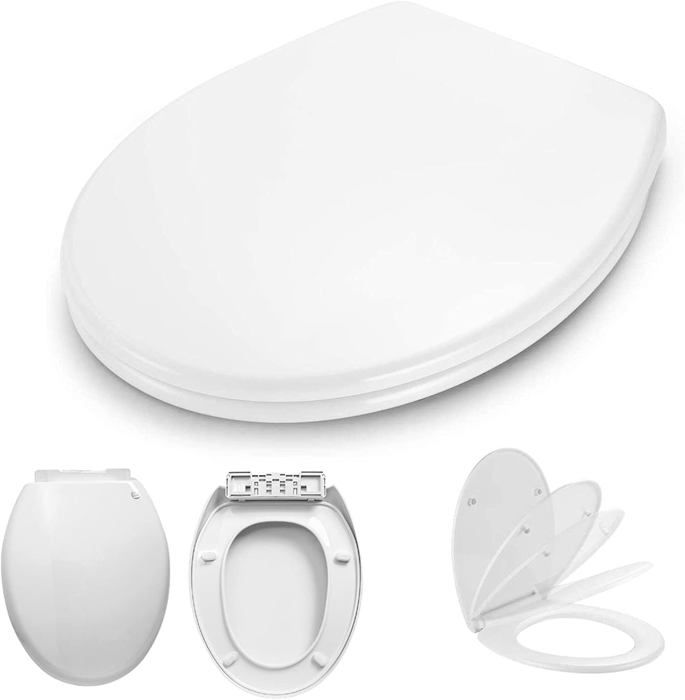 Livarno Home Abattant de WC avec système d'abaissement automatique en forme de D Blanc