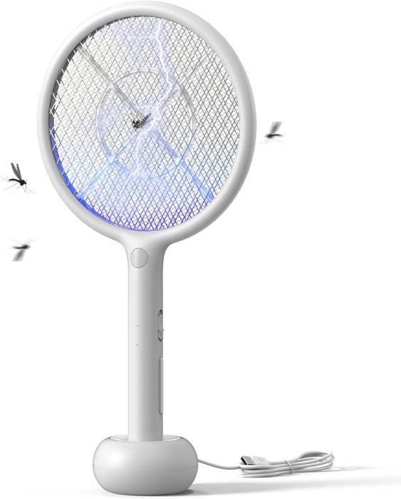 Raquette électrique Anti-moustiques 3500V – 2 En 1 Avec Lampe UV, Portable Pour Intérieur Et Extérieur