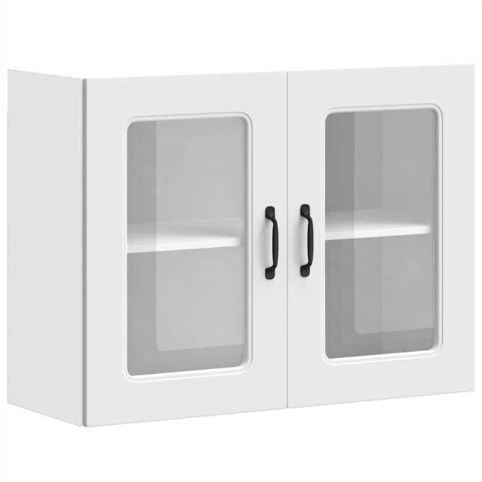 “SALE 2025”Armoire murale de cuisine - MOOD - Meuble de cuisine haut - avec porte en verre - Kalmar blanc chill322280