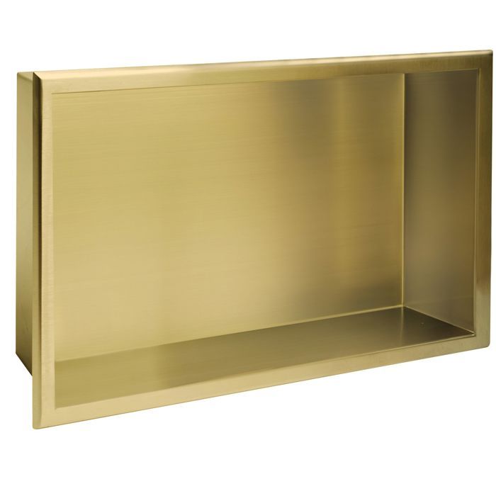 Niche De Salle De Bain/Étagère De Salle De Bain Rea 8 Étagère De Salle De Bain Or Brossé 10 X 45 X 30 Cm Niche De Salle De Bain/Étagère De Salle De Bain Rea 8 Étagère De Salle De Bain Or Brossé 10 X 45 X 30 Cm