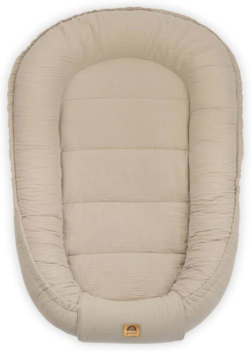 PIMKO - Reducteur de Lit Bébé mousseline Cocon 100% Coton Nid de Bébés Nouveau-né avec Baby Nest - Beige latte
