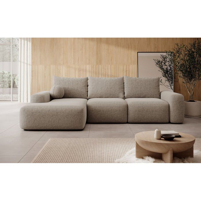 Canapé dangle convertible - CARNOS - brun clair chenille - côté gauche