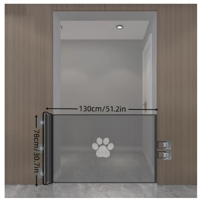 Meilleurs prix pour Barrière extensible automatique pour animaux-Porte filet sécurisé pour chien,chat,escalier et intérieur 130*78CM