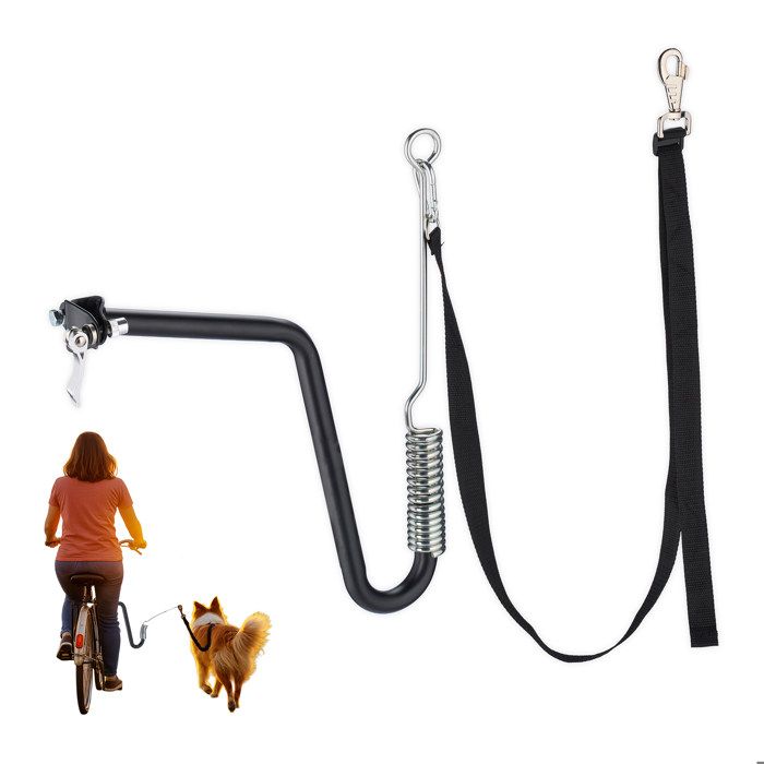 Comparer les prix de Relaxdays laisse de vélo pour chien barre pour vélo laisse avec entretoise & ressort mains libres noir/argenté