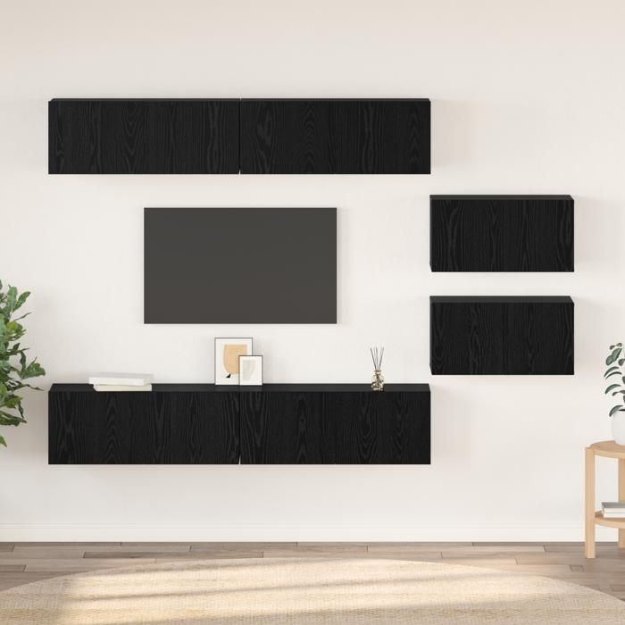 Moderne Ensemble Meuble TV - Meuble HiFi - 6 pcs Chêne noir 80 x 30 x 30.5 cm Petite@FR(97221)