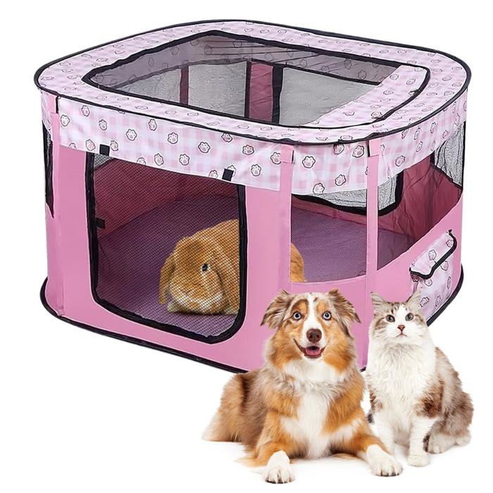 Meilleurs prix pour Enclos pliable pour chiots et animaux - En tissu Oxford - Tente rectangulaire - 70 x 55 x 40 cm - Rose