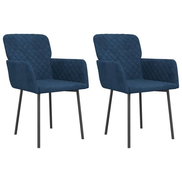 CHIC Chaises à manger lot de 2（2 pcs) Bleu Velours - 51 5x61x78 5 cm 671383 S11