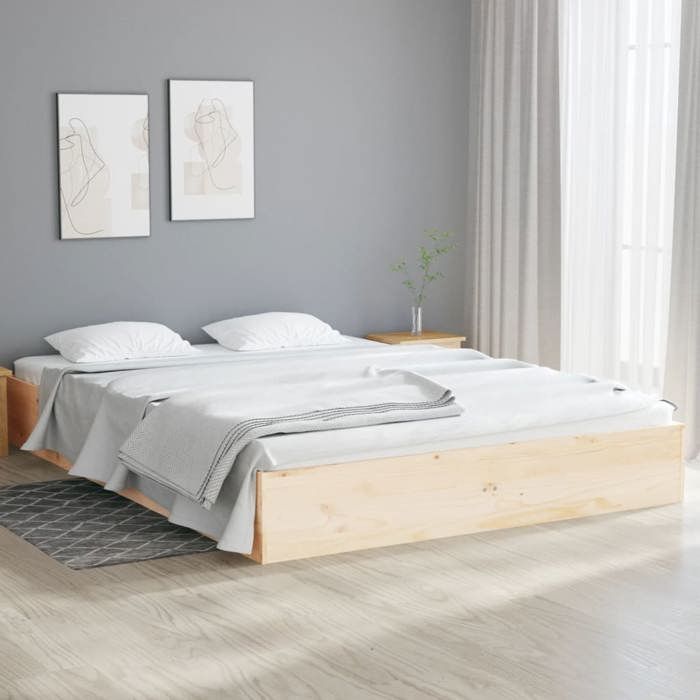 Bonne qualité - Cadre de lit sans matelas bois massif 120x190 cm - haut de gamme -13203
