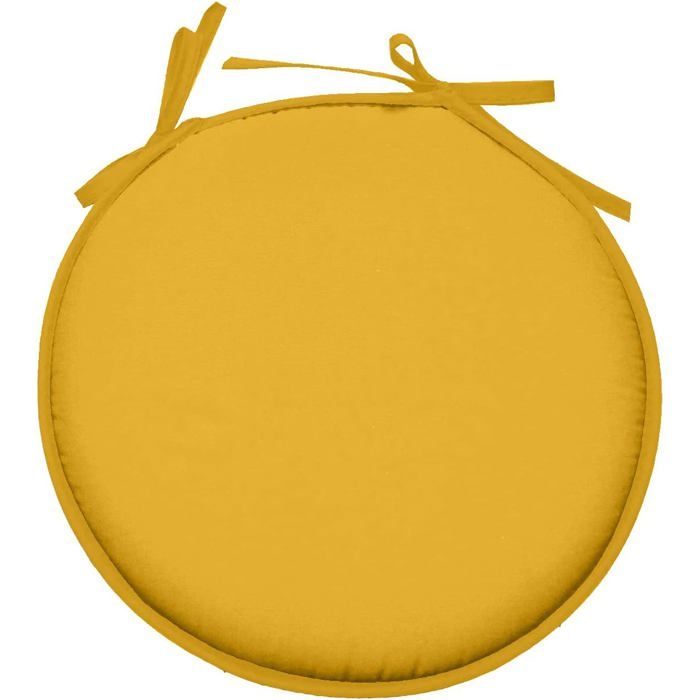 Galette chaise ronde jaune ø40 cm polyester modèle Nelson entretien facile