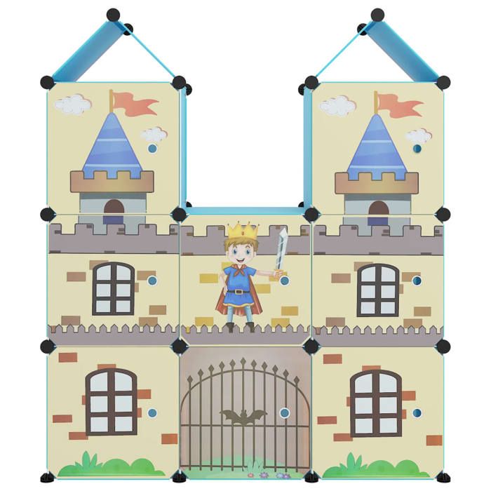 (SOLDES DEC)Armoire de rangement - Structure solide et stable - Anti-poussière - pour enfants avec 8 cubes Bleu PP 01_3148903
