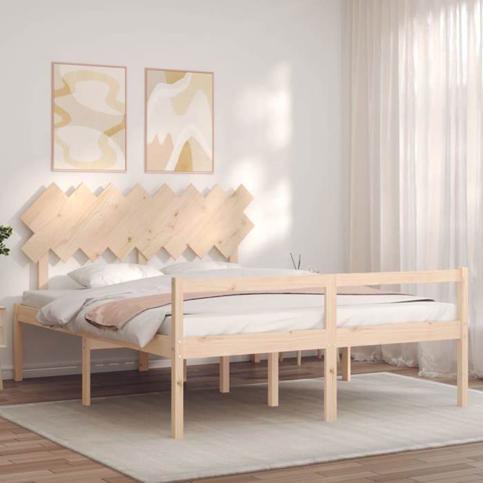 2 Places - Lit pour personne âgée Modernedouble - VIDAXL - sans matelas - 160x200 cm - Bois massif FR_002146394