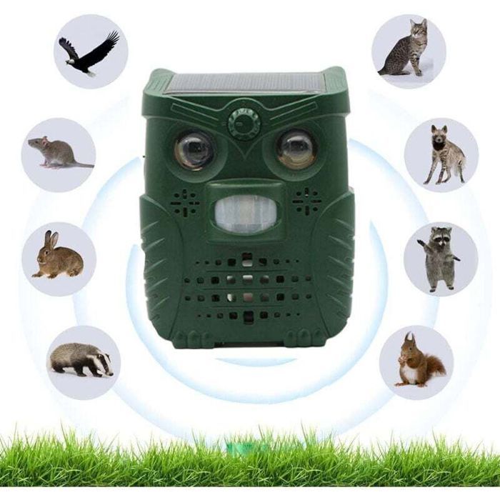 Répulsif ultrason solaire pour animaux - ZOR® - Ultrason - Charge solaire et USB - Imperméable - 1600 pieds carrés