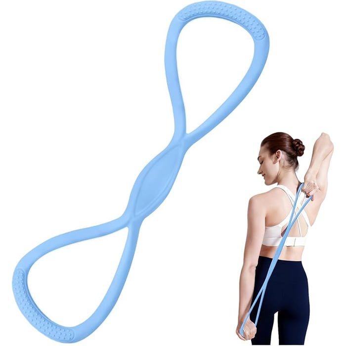 Bande de résistanceen Forme 8 Bandes Résistance pour Entraînement Bandes Traction Étirement Dos Épaules pour Bleu