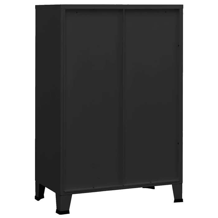 NEUF Banc de rangement élégant pour Terrasse Patio Cour， Coffre de rangement industriel Noir 75 x 40 x 115cm Métal FR00_56843328473
