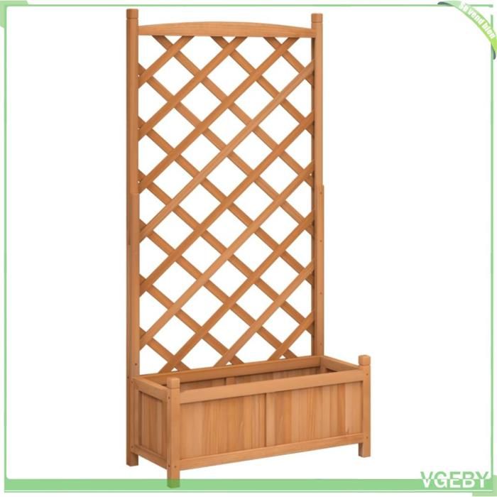 Jardinière avec treillis - FAFEICY - 365488 - Bois massif sapin - 75x35x150 cm - Marron