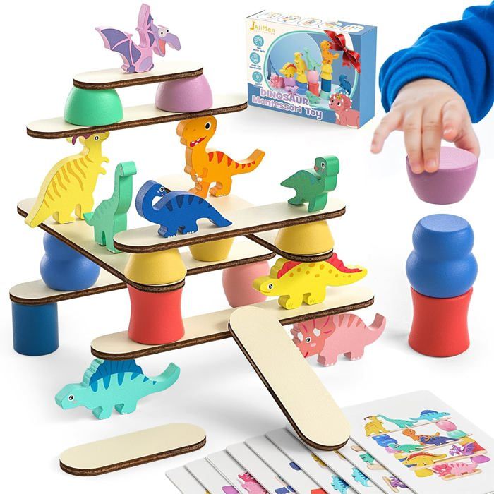 Montessori Jouet Dinosaure pour Tout-Petits de 1 2 3 4 Ans – Jouet Éducatif Préscolaire pour Garçons et Filles à Partir
