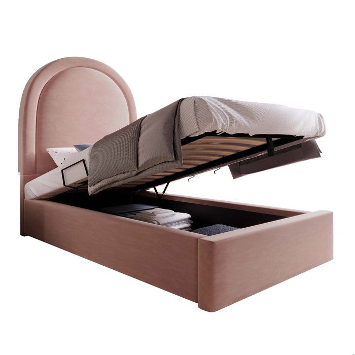 Lit enfant rembourré – rose – velours – 90 x 190 cm – sommier à lattes – sans matelas