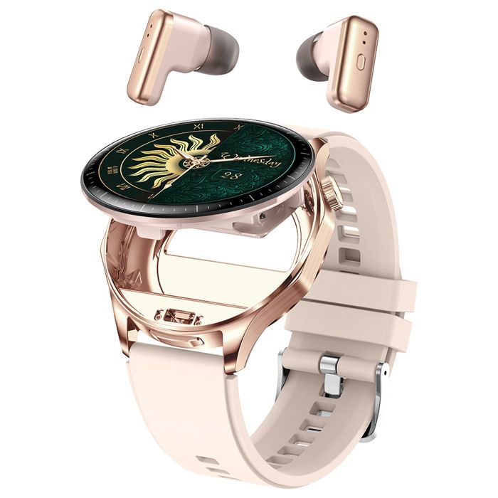 Montre connectée 2 en 1 avec écouteurs Bluetooth AMOLED 143 appels Compatible NFC BLE5.0 100 sportsréduction du bruit par IARose