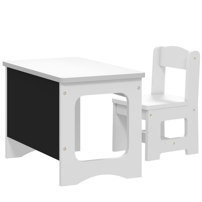 LIA Bureau et Chaise pour Enfant avec Plateau Réversible Tableau Noir 3 à 6 Ans Blanc