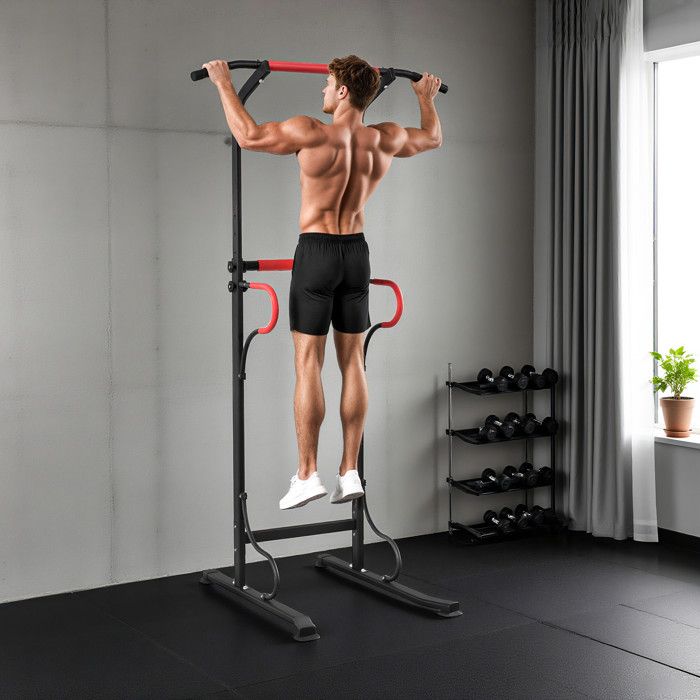 Steel Multi-Use Exercise Power Tower Pull Up Station Adjustable Height W/ Grips Steel Multi-Use Exercise Power Tower Pull Up Station Adjustable Height W/ Grips