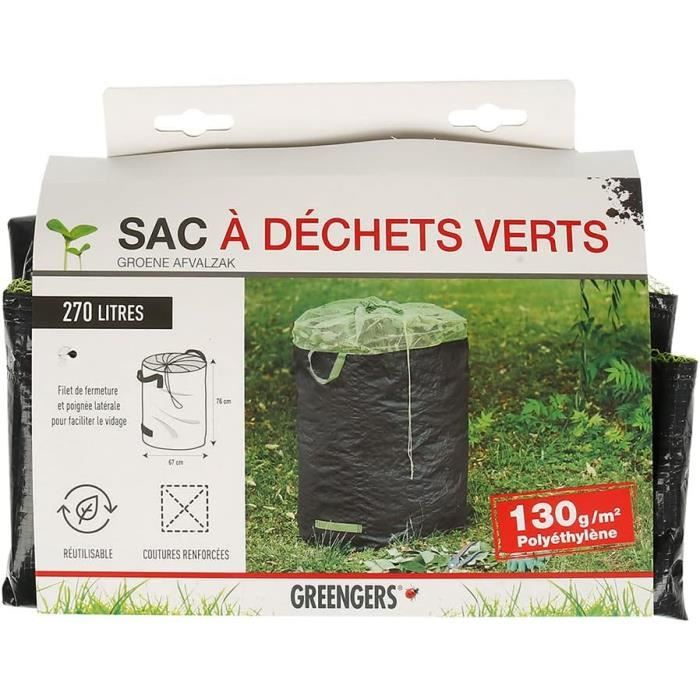 Lot De 3 Sacs à Déchets Jardin 120 Litres – Très Résistants, Poignées 500 Kg, Tissu Industriel Polypropylène – Idéal Débris Verts, Bois De Chauffage