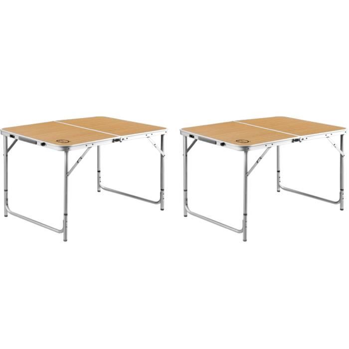 Lot de 2 tables de camping pliables 6 places - OCamp - Forme valise - 120 x 60 x 70 cm