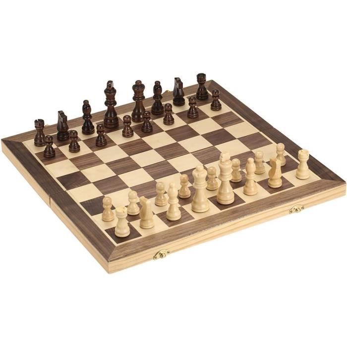 Jeu D'Échecs Et Dames Magnétique En Bois | Échiquier Pliable 38 Cm | Voyage, Cadeau Enfants/Adultes