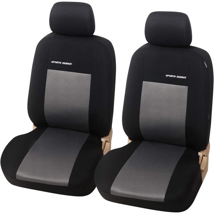 2 Housses De Protection Siège Auto Universelles – Noir/gris – Avec Couvre-appuie-tête – Neuves