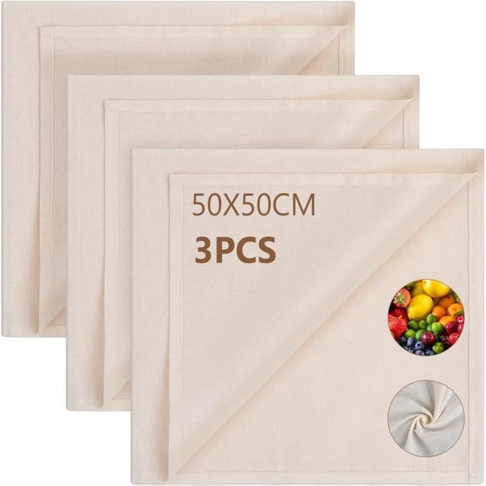 8 Étamines Alimentaires 50x50cm Réutilisables - Mousseline Fromage Jus Lait Végétal