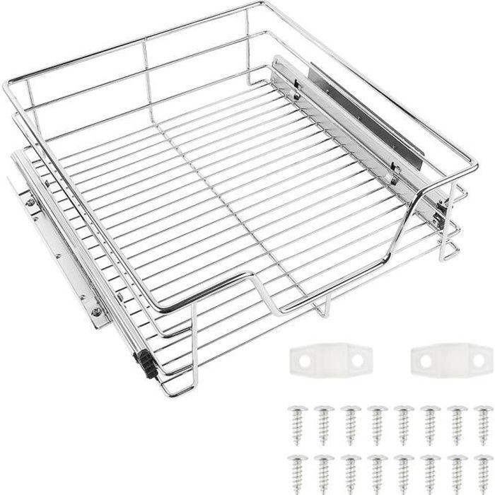 Tiroir Coulissant Cuisine Blanc – Organisateur Placard Sans Perçage, Glissières Silencieuses
