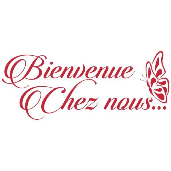 Sticker Citation Papillon Bienvenue Chez Nous 15x37 Cm Rouge Tex055 Achat Vente Stickers Cdiscount