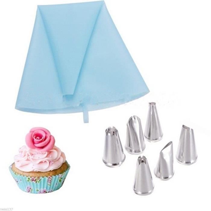 Grande Poche à Douilles Lavable de 50 cm + 6 Douilles Patisserie Différentes