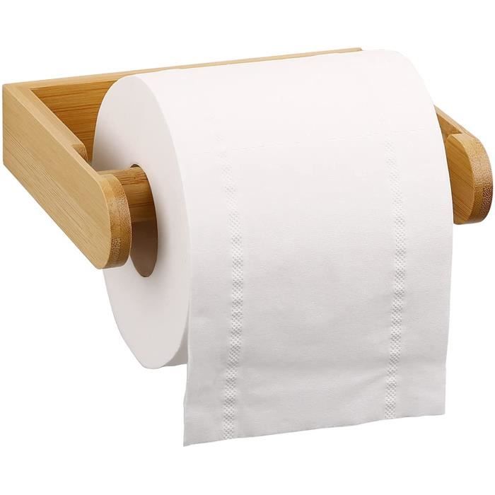 Porte-papier toilette en bambou,Support de papier toilette sans perçage,Support  pour papier toilette,Accessoires de salle de bain,Support de rouleau de  toilette durable : : Bricolage