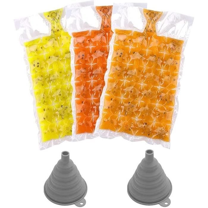 100 Pcs Sachet Glace À L'Eau Avec 1 Entonnoir, Moule Sac Popsicle Reutilisable, Diy Tube Glace À