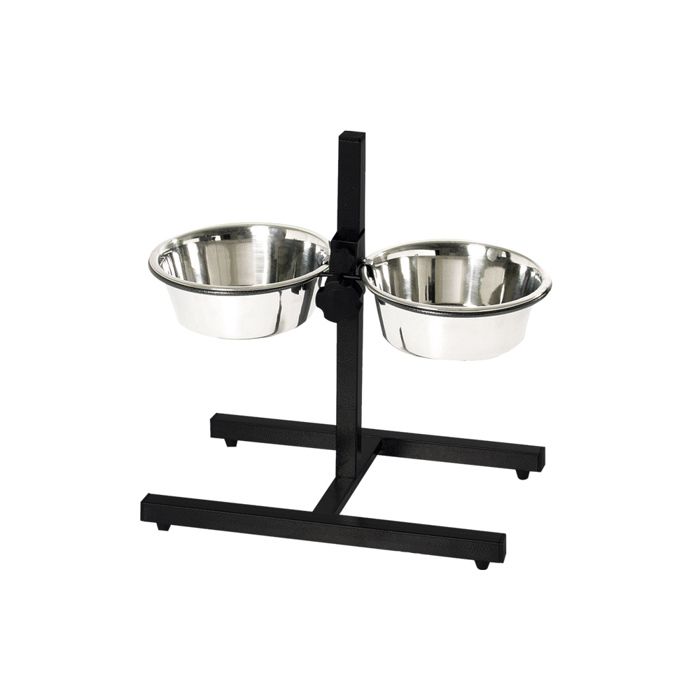 NOBBY 2 mangeoires inox avec support réglable 24cm - 2,8L - Pour chien