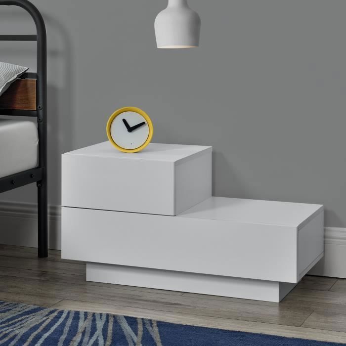Table de Nuit Sebokeng Petit Tiroir Côté Gauche 38 x 70 x 35 cm Blanc Mat [en.casa]