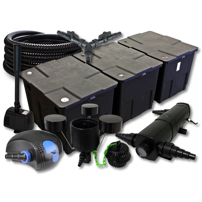 SunSun Kit complet: CBF-350C Filtre de bassin jusquà 90000 L CTF-12000 pompe 12000l/h 100W CUV-236 lampe uv 36W 25m Tuyau 25mm