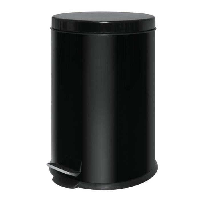 Poubelle à pédale - BOLERO - Bolero - 20L - Acier inoxydable noir - Seau intérieur amovible