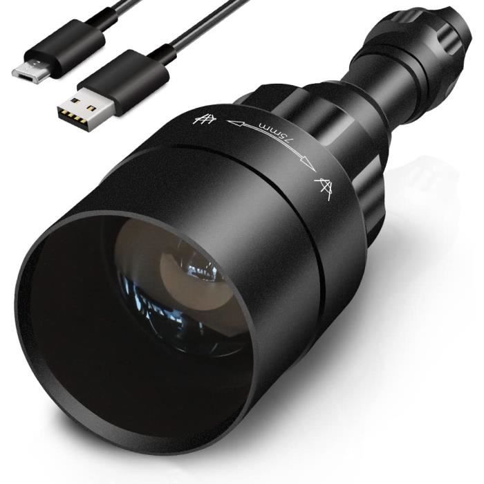 Lampe torche infrarouge 850 nm LED IR vision nocturne etanche 3 modes de mise au point Zoomable