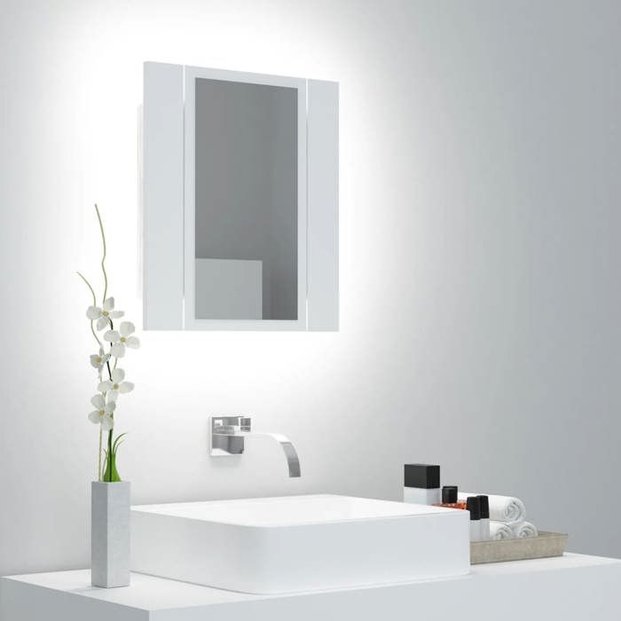 armoire salle de bain à miroir led - vidaxl - blanc - 40x12x45 cm - contemporain - design