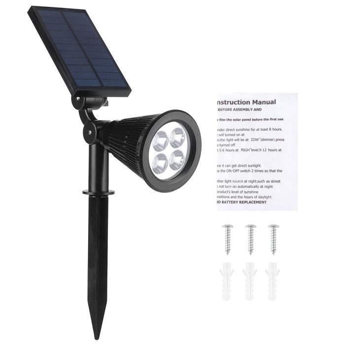 projecteur solaire lumière de pelouse 4led étanche éclairage paysage pour jardin extérieur cour-chd